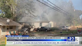 Fire damages trailer in South Jackson [upl. by Jacqui]