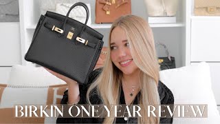 HERMÈS BIRKIN ONE YEAR REVIEW 🍊 IS IT WORTH IT WEAR AND TEAR amp MORE [upl. by Sprung]