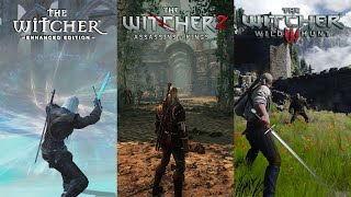 1 MINUTE OF COMBAT FROM EVERY WITCHER GAME  witcher3 gaming [upl. by Yrffoeg]