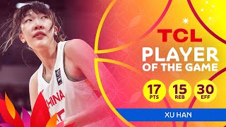 Xu Han 17 PTS 15 REB  TCL Player Of The Game  China v Australia  FIBA AsiaCupWomen 2023 [upl. by Kcinomod]