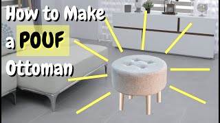 DIY Round POUF Ottoman  Make your Own FOOTSTOOL [upl. by Babette]