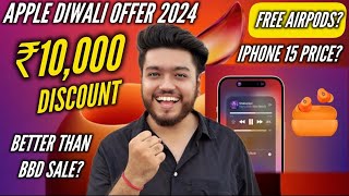 Apple Diwali Offer ₹10000 Discount🔥 iPhone 15 amp 16 Price Free AirPods Better than BBD sale [upl. by Adirem]