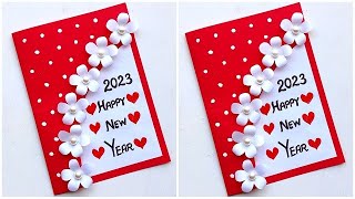 Happy New year card 2023  How to make new year greeting card  DIY New year card making easy [upl. by Riatsala799]