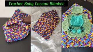 Crochet Baby Cocoon Blanket for 0 to 3 Months using Baby Chenille Yarn [upl. by Neirad]