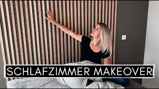 Low Budget DIY Lattenwand  Slatwall selber machen amp IKEA Bett Hack  Schlafzimmer MAKEOVER [upl. by Patty963]