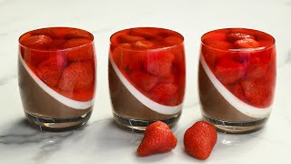 Strawberry amp chocolate dessert panna cotta [upl. by Arobed]