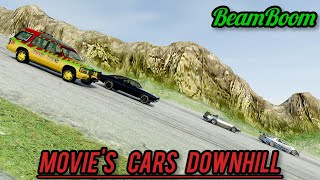 BeamNG Drive  Downhill Racing amp Crashing With The Cars From Movies [upl. by Aluin]