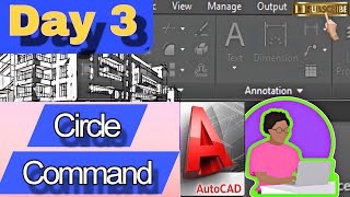 Day3  CIRCLE  Radius Diameter 2p 3p TTR TTT Autocad Full Tutorial [upl. by Shawn930]