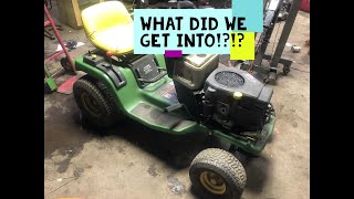 John Deere STX38 pt1 tractor build [upl. by Peedus]