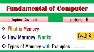 What is Memory In HindiLecture 06  What is computer memory in hindi  memory in hindi [upl. by Kcerred20]