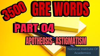 PART 4 BARRONS GRE 3500 VOCABULARY APOTHEOSISASTIGMATISM [upl. by Aicnelav815]