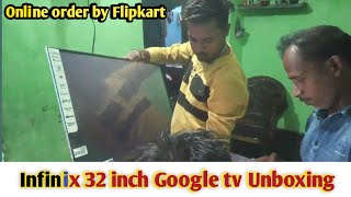 Infinix Google TV 32 inch Unboxing  online order Flipkart delivery sarvice amp installation full volg [upl. by Annasiul]