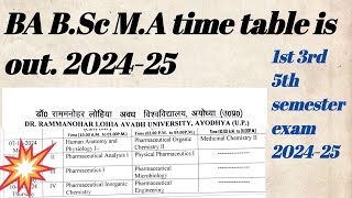 BA BSc MA time table is out  rmlau time table 2024  rmlau exam date 2024  rmlauexamnews [upl. by Lilith]