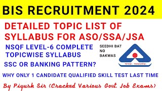 BIS exam syllabusBIS exam patternbis recruitment 2024 notificationbis nsqf level 6 syllabus aso [upl. by Hillhouse]