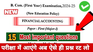 Bcom 1st year Financial Accounting Paper Financial Accounting Important QuestionAnswer [upl. by Yasnyl]