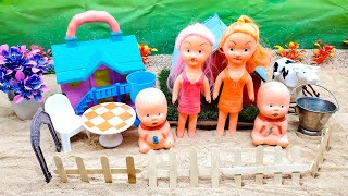 Chinki Pinki Routine in Indian Village  gudiya wala Epi09 Barbie barbie Toon Toys [upl. by Bohs400]