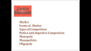 FORMS OF MARKET STRUCTURE  Perfect and Imperfect Competition  Monopoly  Oligopoly  Monopolistic [upl. by Lledyr373]