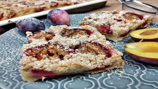 Rezept Zwetschgenkuchen auf dem Blech  Zwetschgenkuchen mit Streusel [upl. by Treboh]