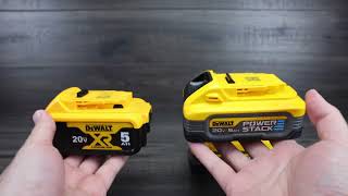 DEWALT Powerstack 20V MAX Battery 5aH vs Regular 5aH Size Comparison [upl. by Phonsa]