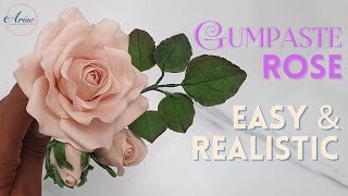 EASY Realistic Gumpaste Rose  BEGINNER FRIENDLY  Sugar Flowers [upl. by Ag]