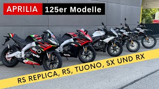 Aprilia 125 ccm Modelle RS Replica RS Tuono SX und RX  Vergleich und technische Details [upl. by Archer879]