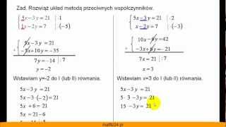 Metoda przeciwnych współczynników  Rozwiąż układ równań  Matfiz24pl [upl. by Sabir]