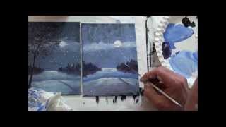 10MinutenMalerei eine kleine Winterlandschaft  Acryl malen  Anfänger  Tutorial [upl. by Oidgime]