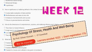 Psychology Of Stress Health And WellBeing Week 12 Assignment Answers  NPTEL  Jan  Apr 2024 [upl. by Abdu]