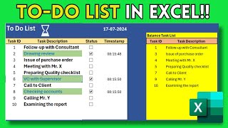 Interactive To Do List in Excel  No VBA [upl. by Ainedrag]