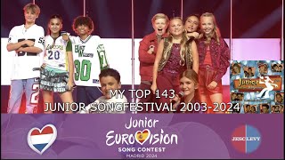 My Top 143  Junior Songfestival 20032024 [upl. by Kingdon]