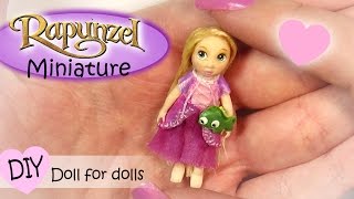 Miniature Rapunzel Inspired Doll Tutorial  DIY DollsDollhouse [upl. by Lurline348]