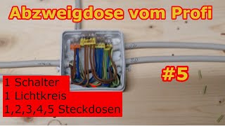 Abzweigdose verdrahten👍 Einfach  1 Schalter  1 Lampen  Steckdose  Tutorial 5  ✅ EleKtrOniXxX✅ [upl. by Pudendas]