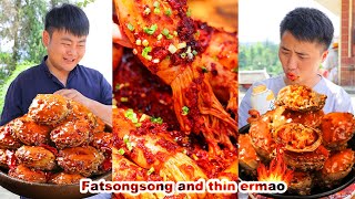 mukbang  Ermao Challenge Spicy Squid  Bread crab  Chinese food  songsong and ermao [upl. by Khosrow]