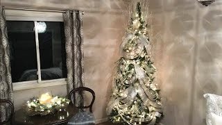 Wave Ribbon Christmas Tree Decorating Tutorial  How To Ribbon Technique  Holiday decorating [upl. by Philemol]