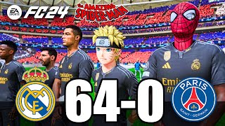 FIFA 24  RONALDO MESSI SPIDER MAN ALL STARS PLAYS TOGETHER  Real Madrid 640 PSG [upl. by Merci831]