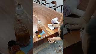 Amazing RESTORATION  Refinishing Solid Wooden Tables deformed crack  Furniture Restoration [upl. by Benilda]