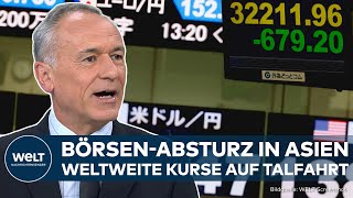 JAPAN BörsenBeben Black Monday in Asien NikkeiCrash schickt weltweite Kurse auf Talfahrt [upl. by Alyam]