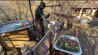 He lives on the mountain peak with his animals and is happy He makes traditional quince jam [upl. by Vina]