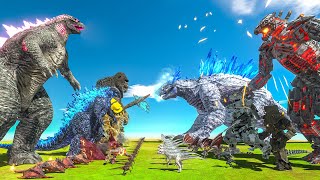 Team Evolved Godzilla x Kong VS Team Shimo x MechaGodzilla  Animal Revolt Battle Simulator [upl. by Zahavi]