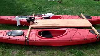 Kayak Catamaran with electric trolling motor Haswing Osapian 2 [upl. by Scherman]