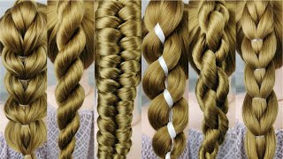 9 simple braids from only 2 strands Very easy 1 minute braids [upl. by Juliann]