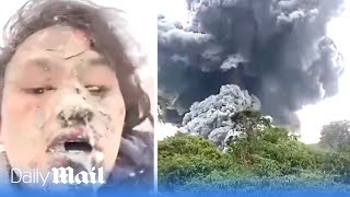 Terrified volcano survivors escape alive after eruption of Marapi volcano in Indonesia [upl. by Korwin297]