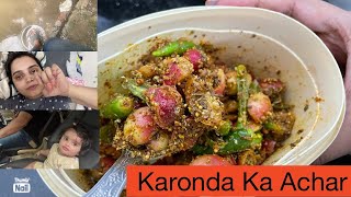 Instant karonda hari mirch ka achar  MC DONALD VISIT WITH BABY  BARISH SE HUA BURA HAAL [upl. by Elok]