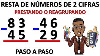 RESTA DE NUMEROS DE DOS 2 CIFRAS PRESTANDO PARA NIÃ‘OS DE PRIMARIA [upl. by Ahsenwahs]