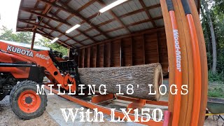 Milling 18Ft Poplar Logs [upl. by Killam307]