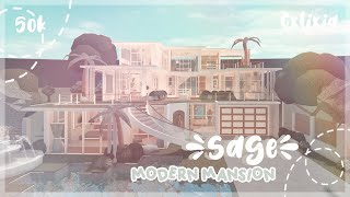 BLOXBURG  Sage 🌿 Modern Family Mansion Exterior  House Build  50k [upl. by Parsifal147]