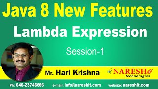 Java 8 New Features  Lambda Expression  Session1  by Mr Hari Krishna [upl. by Gare943]