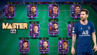 BEST XI ALL 90 MASTER SQUAD BUILDER  MESSI RONALDO NEYMAR  FIFA MOBILE 22 [upl. by Esirahs]