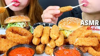 ASMR CHEESY MOZZARELLA STICKS  CRUNCHY ONION RINGS  BURGERS 리얼사운드 먹방  KimampLiz ASMR [upl. by Brunk]