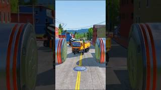 New short video Large Tanker Truck amp Mix Colour City Bus vs Bollards Crash in the game BeamNGdrive [upl. by Gillmore]